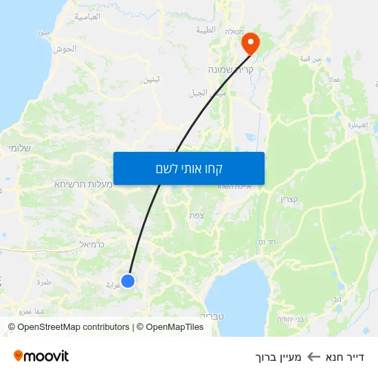 מפת דייר חנא למעיין ברוך
