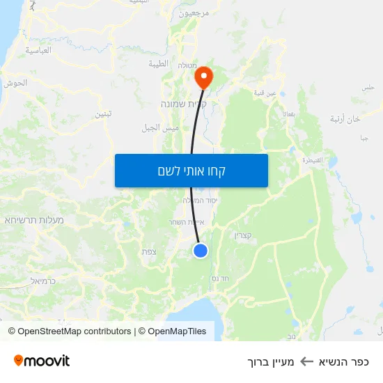 מפת כפר הנשיא למעיין ברוך