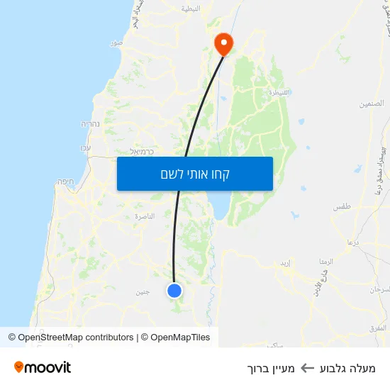 מפת מעלה גלבוע למעיין ברוך