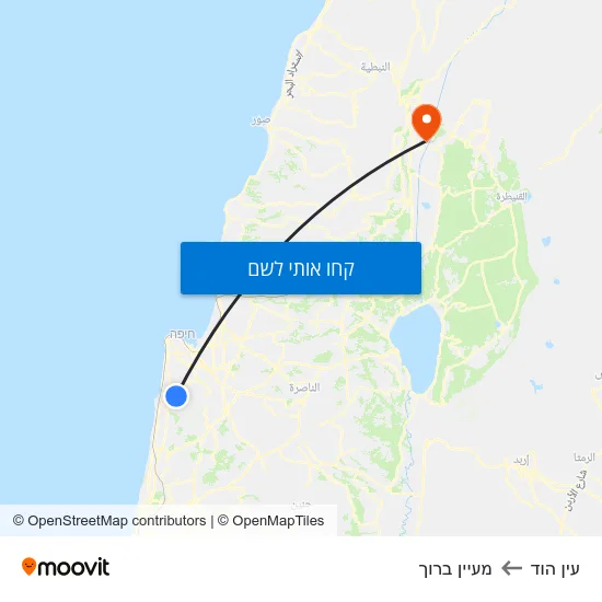 מפת עין הוד למעיין ברוך