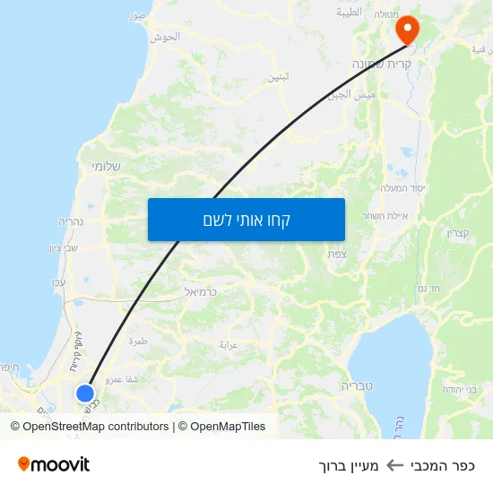 מפת כפר המכבי למעיין ברוך
