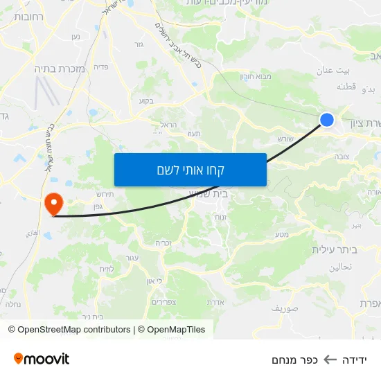 מפת ידידה לכפר מנחם
