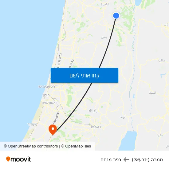 מפת טמרה (יזרעאל) לכפר מנחם
