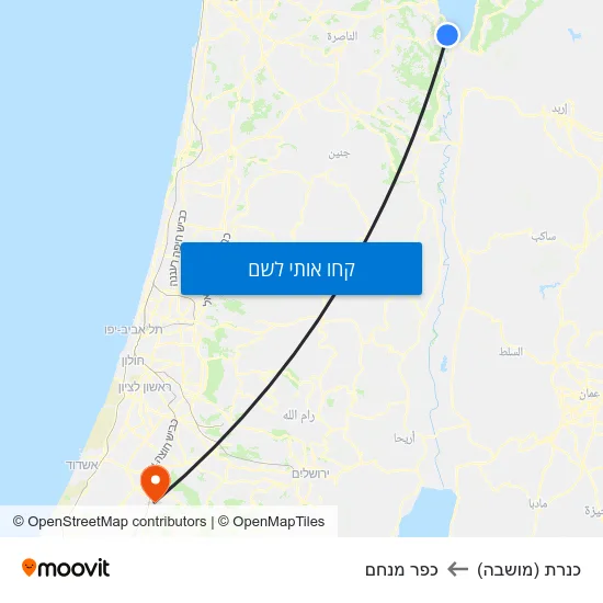 מפת כנרת (מושבה) לכפר מנחם