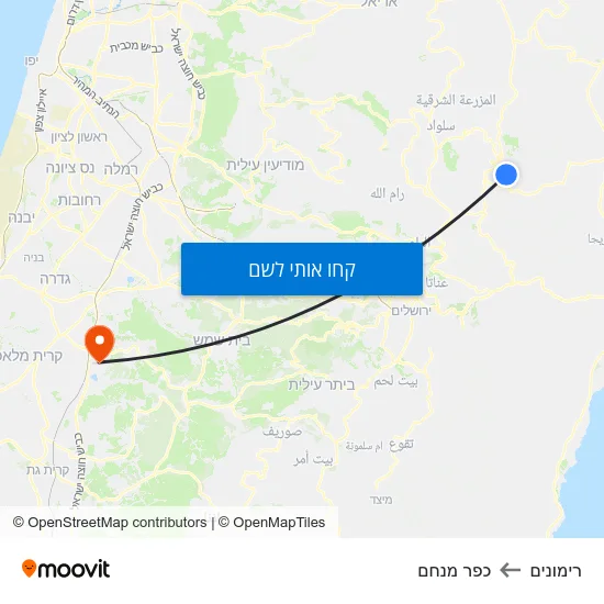 מפת רימונים לכפר מנחם