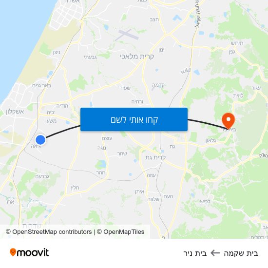 מפת בית שקמה לבית ניר