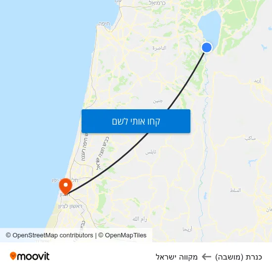 מפת כנרת (מושבה) למקווה ישראל