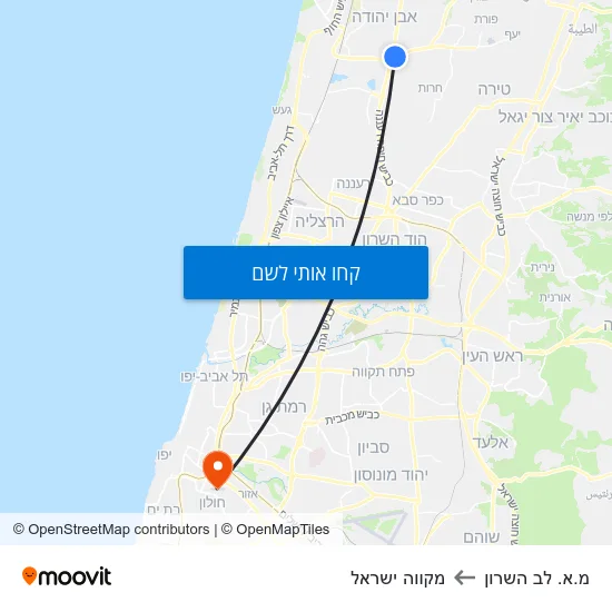 מפת מ.א. לב השרון למקווה ישראל