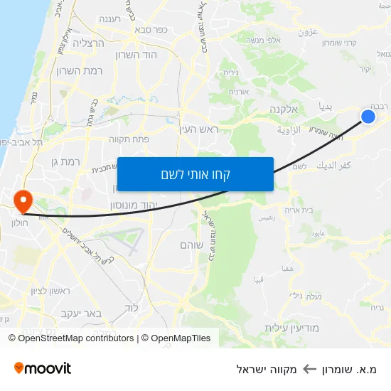 מפת מ.א. שומרון למקווה ישראל