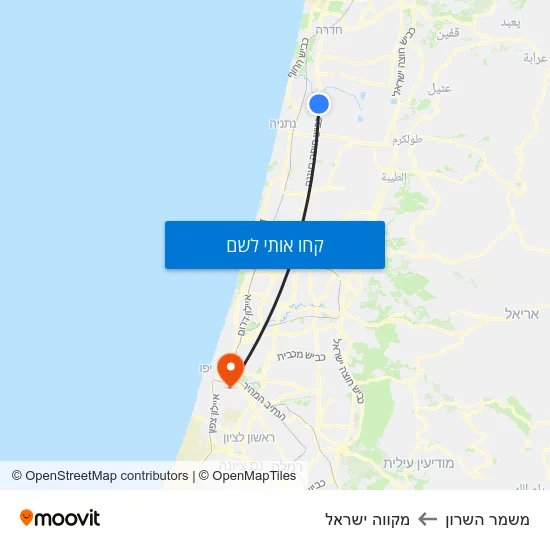 מפת משמר השרון למקווה ישראל