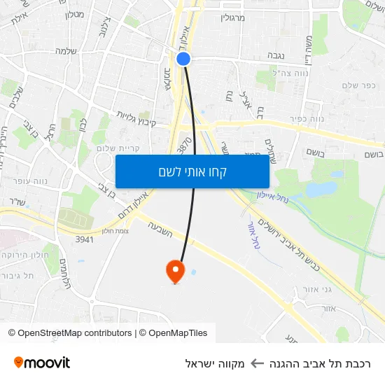 מפת רכבת תל אביב ההגנה למקווה ישראל