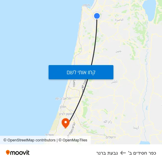 מפת כפר חסידים ב' לגבעת ברנר