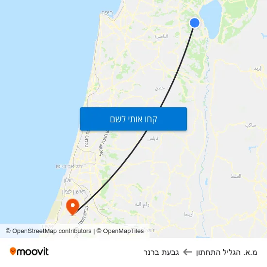 מפת מ.א. הגליל התחתון לגבעת ברנר