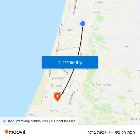 מפת רמת הכובש לגבעת ברנר