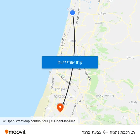 מפת ת. רכבת נתניה לגבעת ברנר