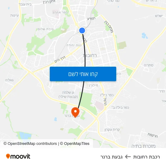 מפת רכבת רחובות לגבעת ברנר