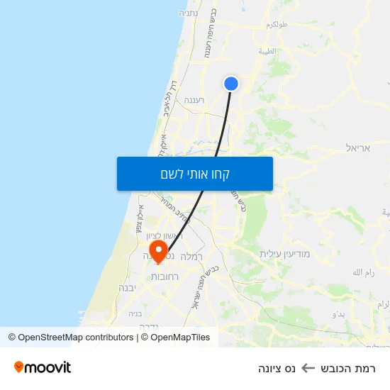 מפת רמת הכובש לנס ציונה