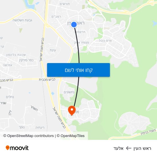 מפת ראש העין לאלעד