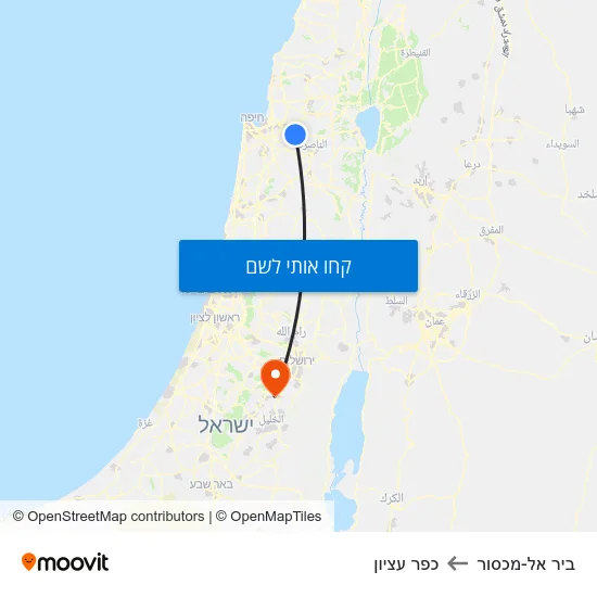 מפת ביר אל-מכסור לכפר עציון