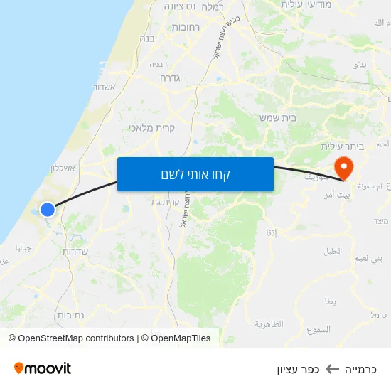 מפת כרמייה לכפר עציון