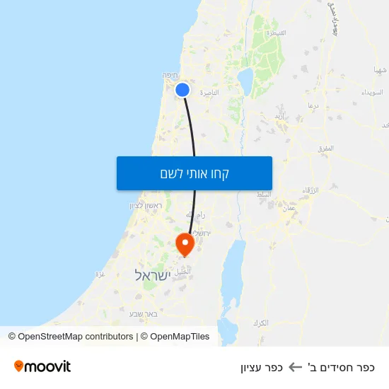 מפת כפר חסידים ב' לכפר עציון