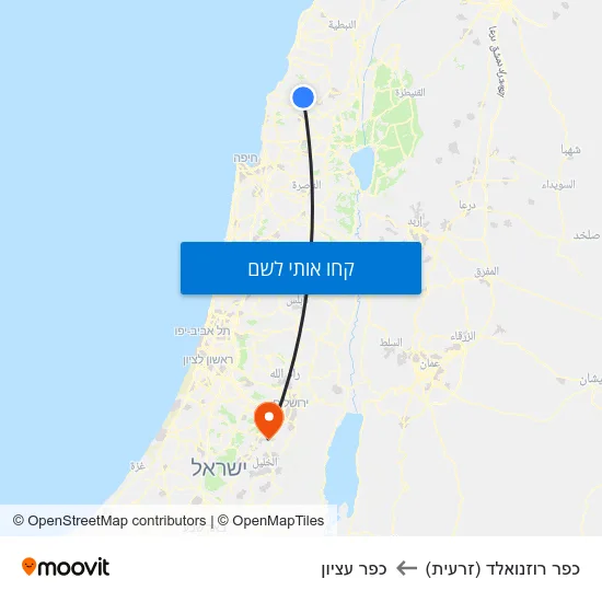מפת כפר רוזנואלד (זרעית) לכפר עציון