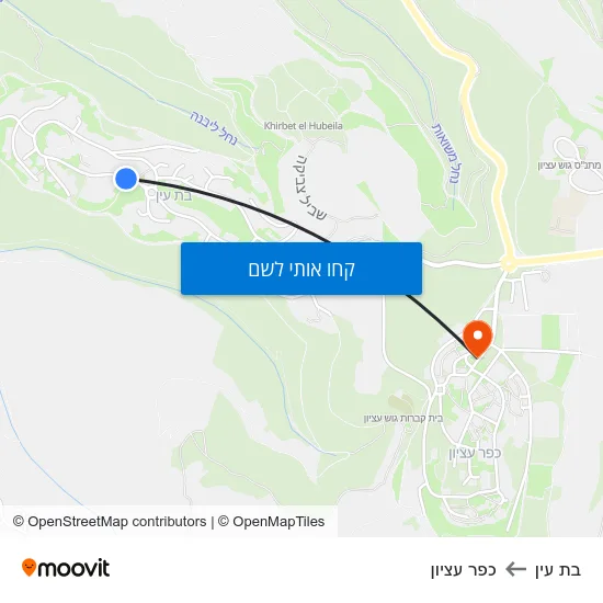 מפת בת עין לכפר עציון