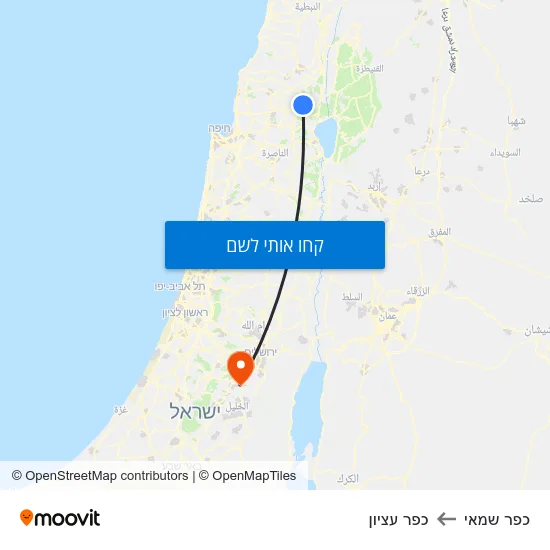 מפת כפר שמאי לכפר עציון