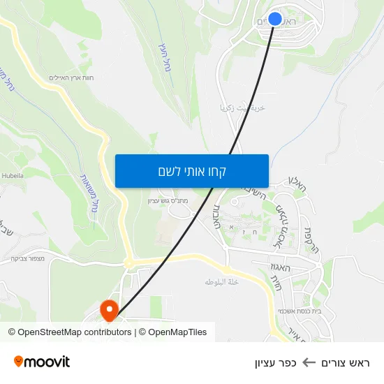 מפת ראש צורים לכפר עציון