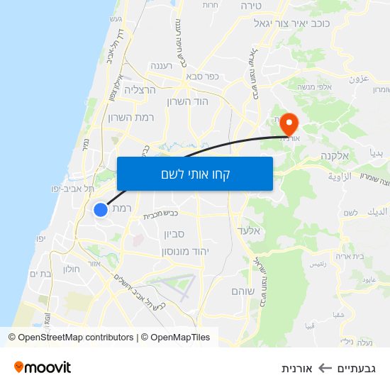 מפת גבעתיים לאורנית