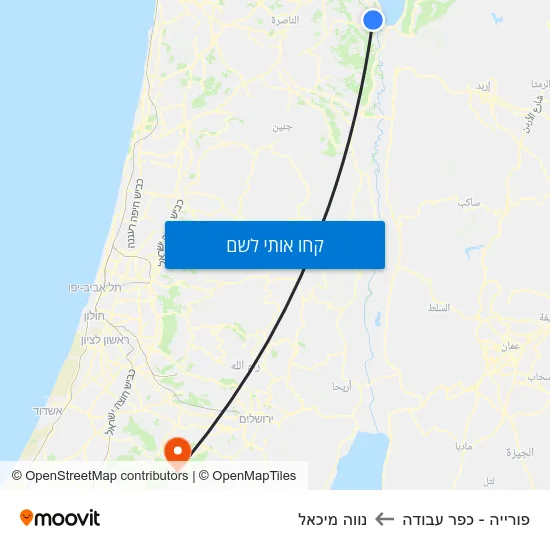 מפת פורייה - כפר עבודה לנווה מיכאל