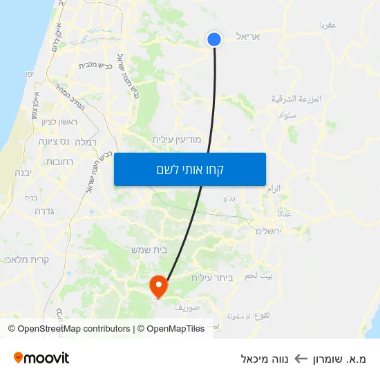 מפת מ.א. שומרון לנווה מיכאל