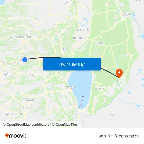 מפת רכבת כרמיאל לחספין