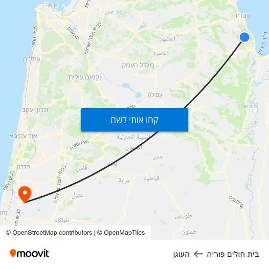מפת בית חולים פוריה להעוגן