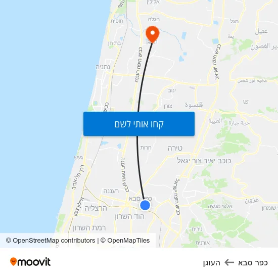 מפת כפר סבא להעוגן