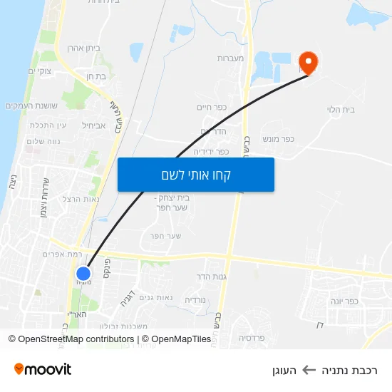 מפת רכבת נתניה להעוגן