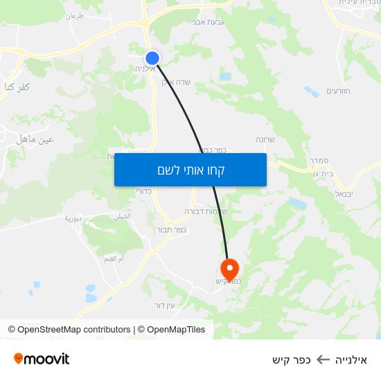 מפת אילנייה לכפר קיש