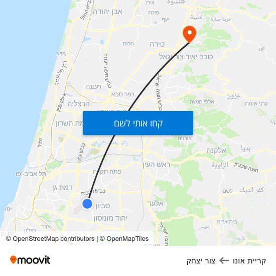 מפת קריית אונו לצור יצחק