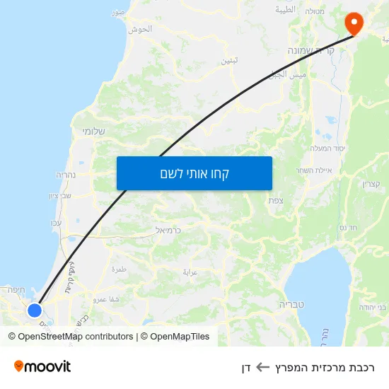 מפת רכבת מרכזית המפרץ לדן
