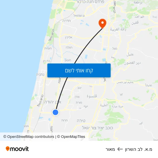 מפת מ.א. לב השרון למאור