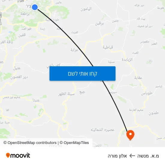 מפת מ.א. מנשה לאלון מורה