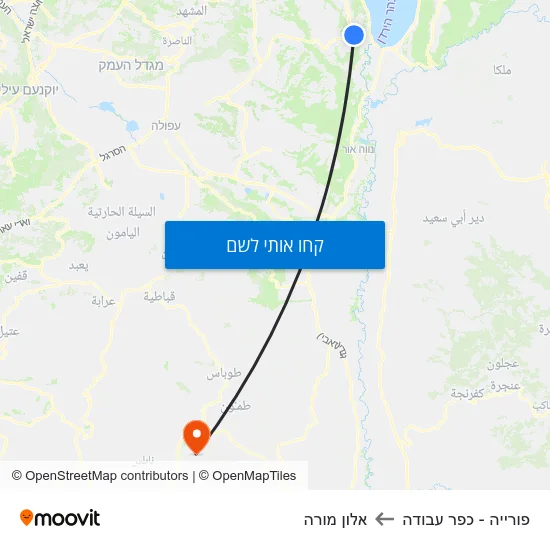 מפת פורייה - כפר עבודה לאלון מורה