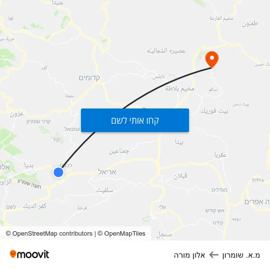 מפת מ.א. שומרון לאלון מורה
