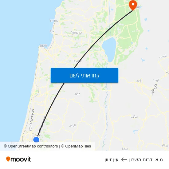מפת מ.א. דרום השרון לעין זיוון