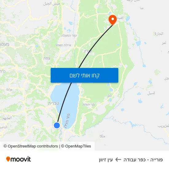 מפת פורייה - כפר עבודה לעין זיוון