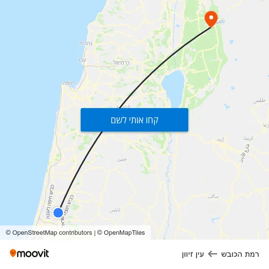 מפת רמת הכובש לעין זיוון