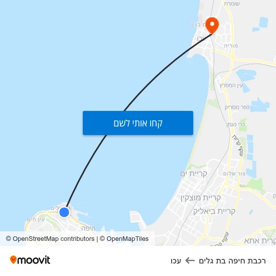 מפת רכבת חיפה בת גלים לעכו