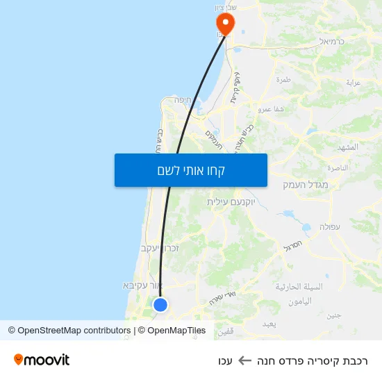 מפת רכבת קיסריה פרדס חנה לעכו