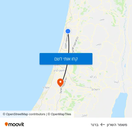 מפת משמר השרון לברנר