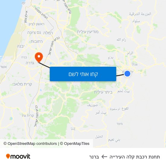 מפת תחנת רכבת קלה העירייה לברנר